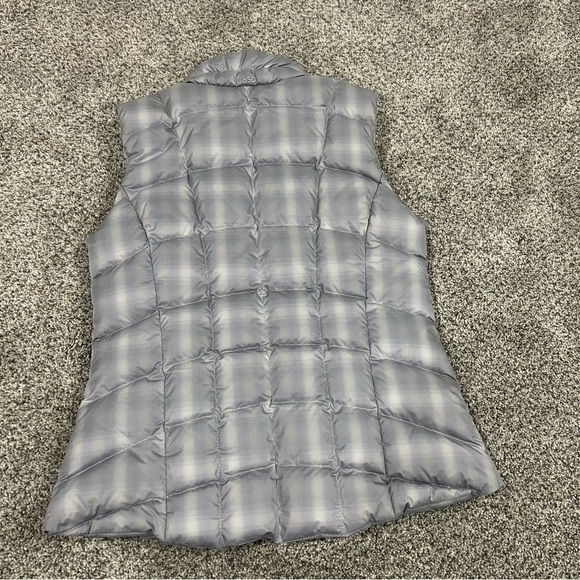 Eddie Bauer EB650 Grey Blue Down Filling Puffer Vest Zip Pockets Women’s Size S - Picture 8 of 12